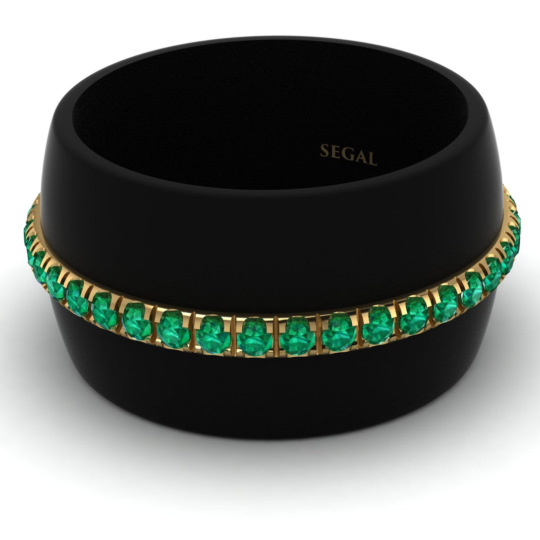 Men's Emerald Studded Wedding Band - Anthony No. 13